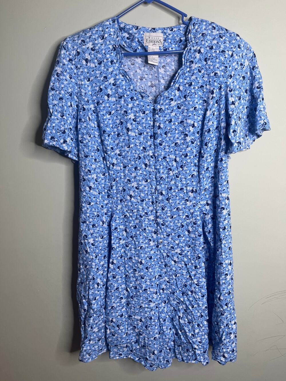 Basic Editions Floral Cottagecore Button Nightgown 1X